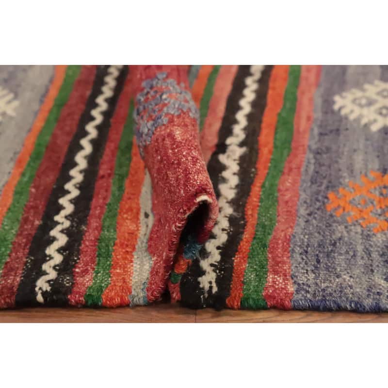 Hand Woven Oriental 100% Wool Carpet Southwestern Tribal Multi-Colored Kilim Area Rug - 8' 4'' X 5' 4''