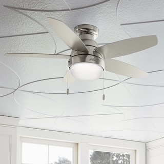 Hunter Lilliana Low Profile Ceiling Fan w/LED Light Kit, Pull Chain, Exclusive SureSpeed - Modern, Transitional