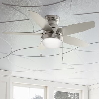 Hunter Lilliana Low Profile Ceiling Fan w/LED Light Kit, Pull Chain, Exclusive SureSpeed - Modern, Transitional