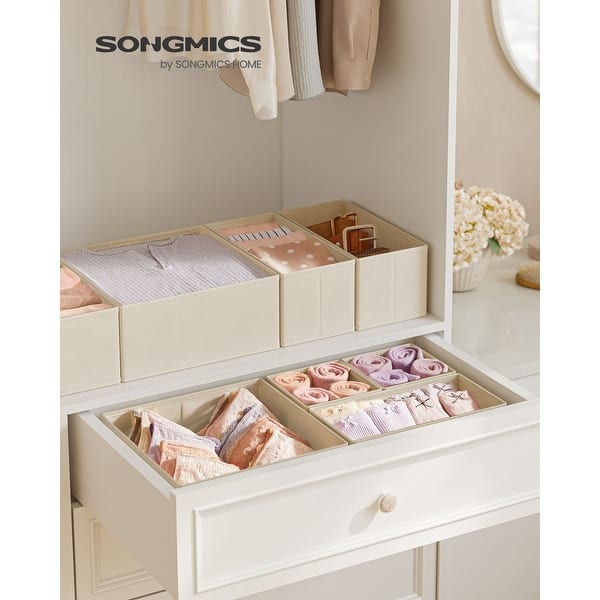 white christmas dresses ULG Clothing Drawer Organizer Machine Washable 4 Pack, Closet Drawer  Dividers Foldable Sock Underwear Organizer