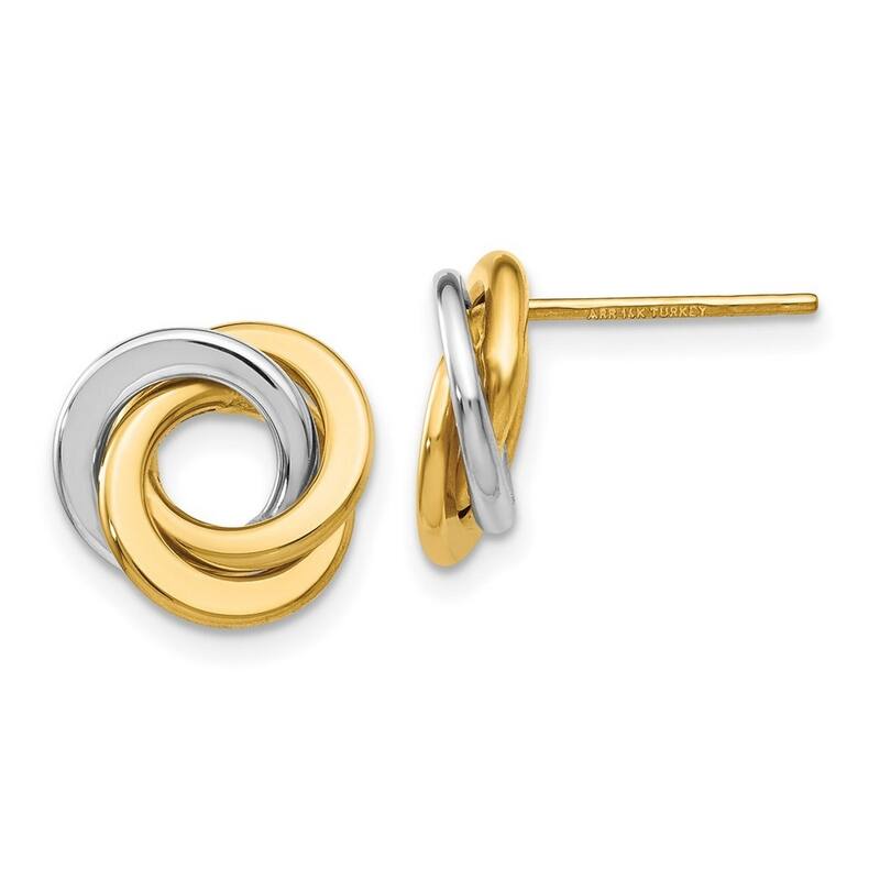 Curata 14k Two Tone Gold 11mm Polished Intertwined Circles Post Earrings