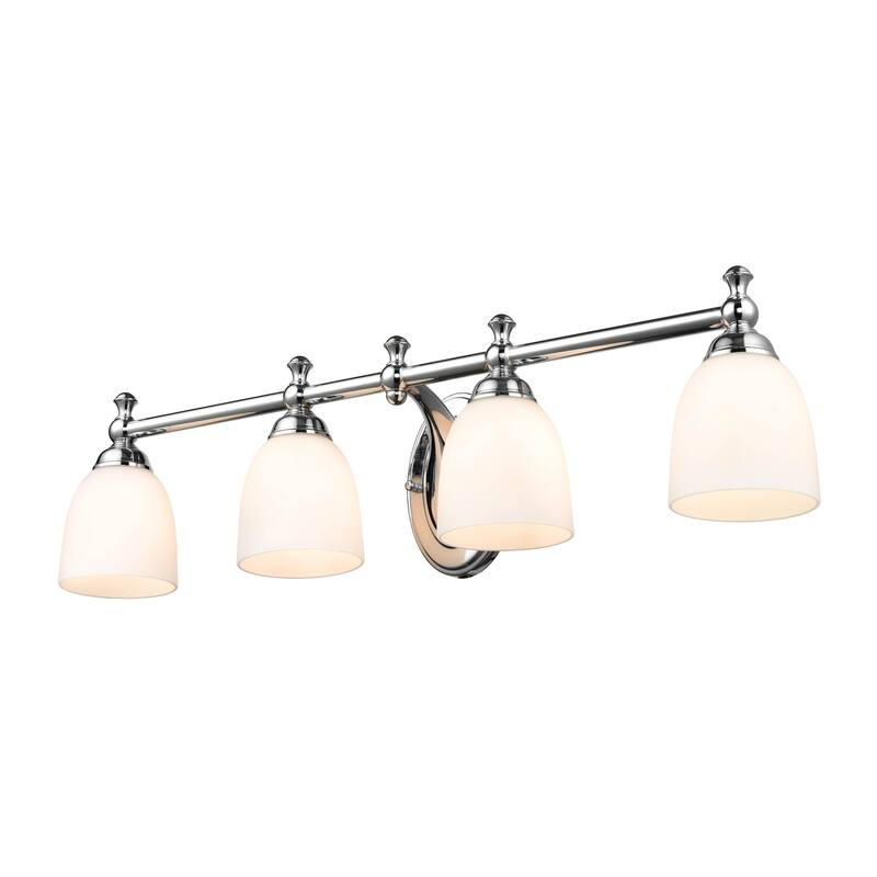 Millennium Light 4 Light Vanity Fixture in Multiple Finishes with Frosted Glass Shades