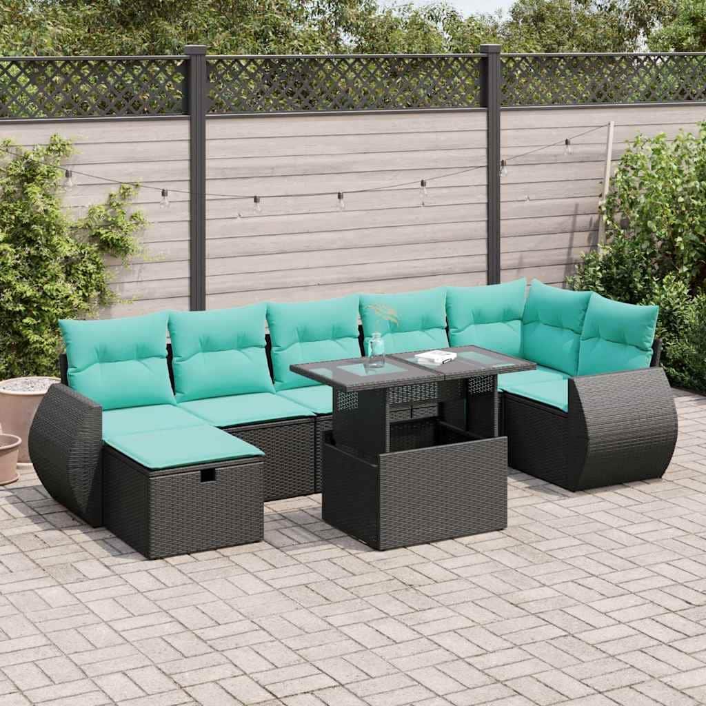 vidaXL Patio Sofa Set with Cushions Sectional Couches 8 Piece Poly Rattan - 24.4" x 24.4" x 27.2"