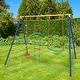 preview thumbnail 4 of 8, Gymax 4-in-1 Kids Swing Set Carbon Steel Swing Stand w/ Basketball