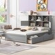preview thumbnail 1 of 51, Full Size Platform Bed with Storage Headboard, Charging Station and Drawers With 4 Drawers - Grey