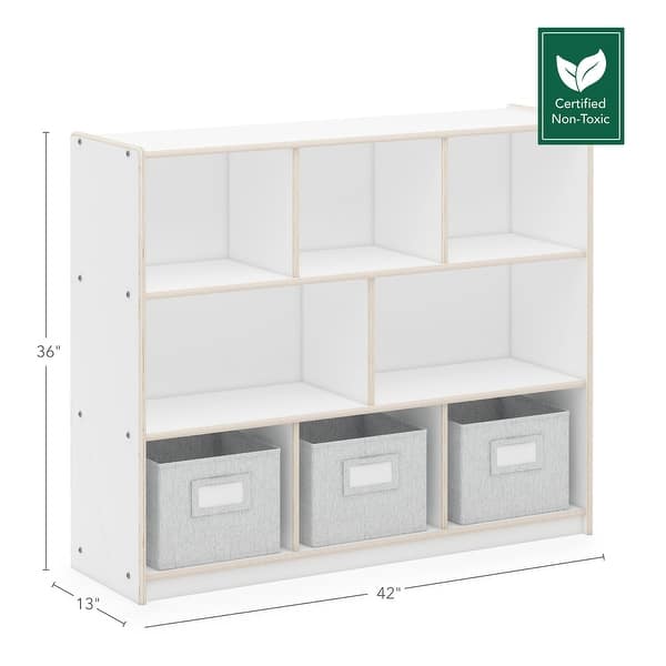 dimension image slide 1 of 3, Guidecraft EdQ Essentials Three Shelf 8 Compartment Storage 36"