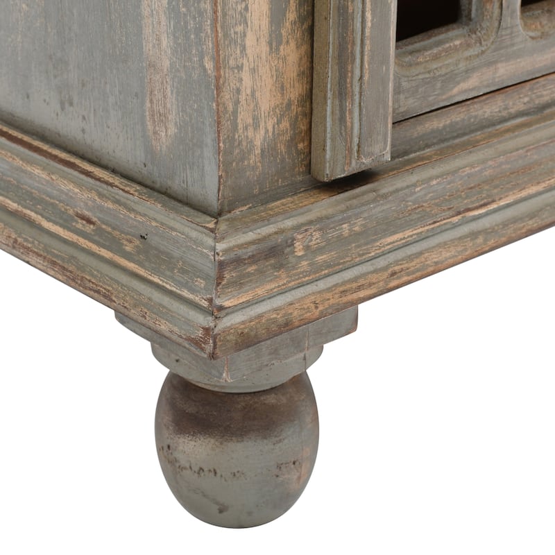18" W X 14" D X 24" H Antique Grey Wood Nightstand