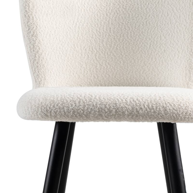 Set of 2 Bar Height Chairs Smooth Lines Barstools with Ergonomic Curved Backrest, Black Metal Legs and Gold Tipped Ends