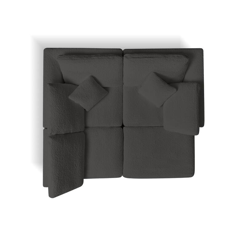 L-Shaped Convertible Cloud Sectional Sofa, Oversized Chenille Fabric Compressed Sofa, Modular 3 Seater Sofa with Ottoman