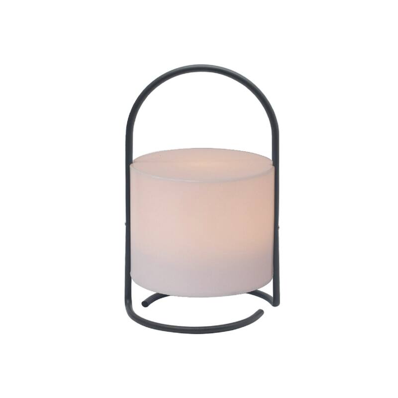 Lighted Flameless Outdoor Lantern Candle with Stand - 11.75" - White and Black