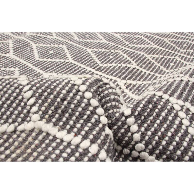 ECARPETGALLERY Braid weave Sienna Dark Grey Wool Rug - 4'11 x 8'0