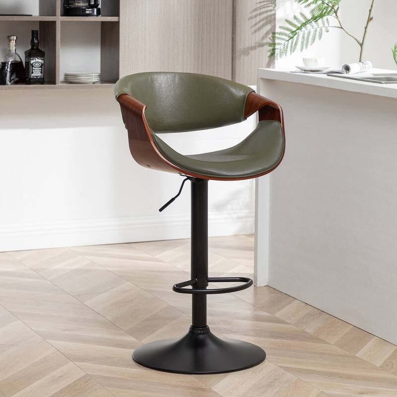 Porthos Home Fenn Faux Leather Swivel Adjustable Height Bar Stool - Green