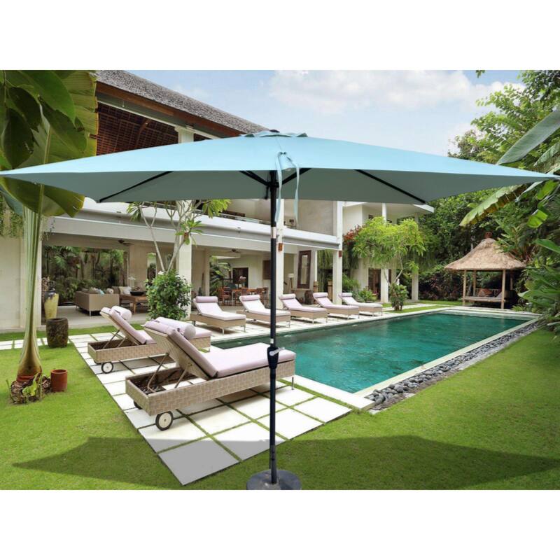 6 x 9ft Patio Umbrella Outdoor Waterproof Umbrella with Crank and Push Button Tilt without flap