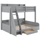 preview thumbnail 25 of 28, Twin over Full Bunk Bed with Shelves, Multi-functional Kids Storage Bed Frame with LED Light, Charging Station and Drawer