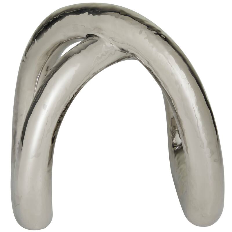 CosmoLiving by Cosmopolitan Porcelain Ceramic Arched Abstract Sculpture - Silver or Gold