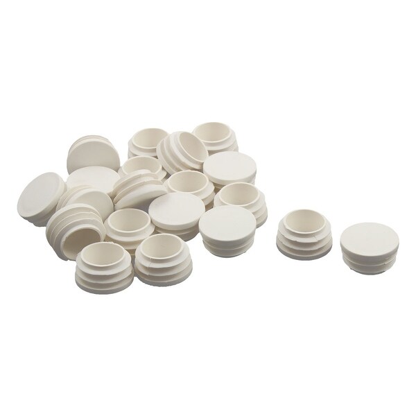 Unique Bargains 20 Pcs Antislip Plastic Round 32mm Dia Chair Foot Cover Table Furniture Leg Protector White