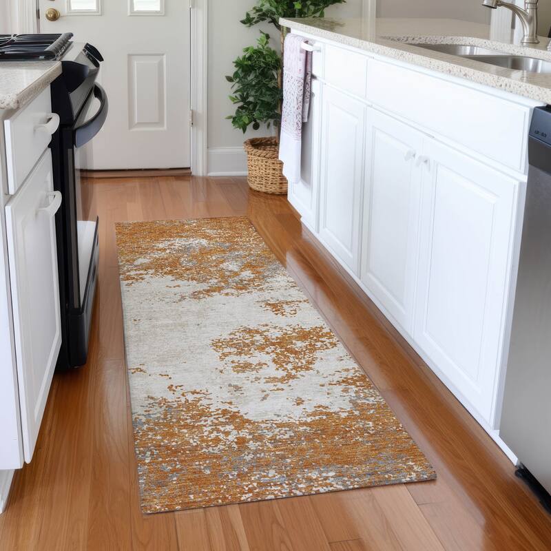 Premium Washable Super Soft Abstract Solid Mayfield Rug - Copper - 2'3" x 7'6"