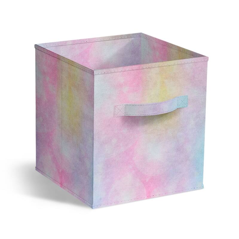 Sorbus 11" Foldable Storage Cube Basket Lightweight Organization Solutions - Single Pack - 11" x 10.5 x 10.5 - Rainbow Sparkle Tie Dye