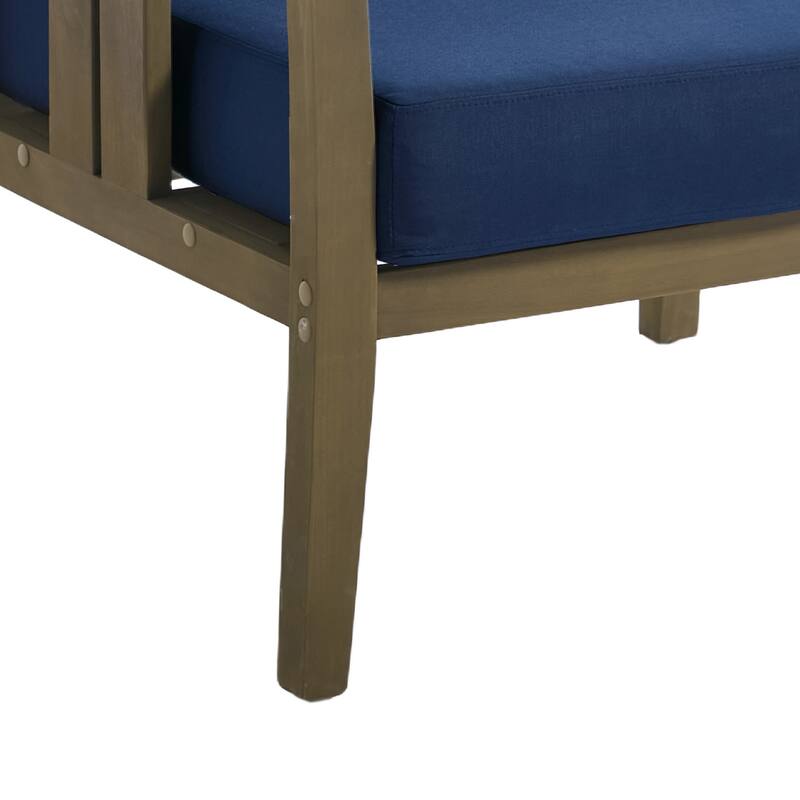 Casual 29"W Outdoor Patio Armchair Set In Solid Teak Wood with Cushion