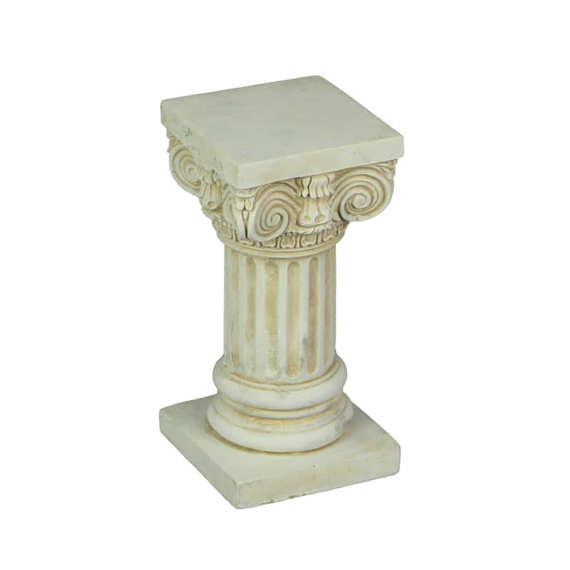 Antique White Solid Concrete Roman Ionic Column Pedestal 8.25 Inch - 8.25 X 4 X 4 inches