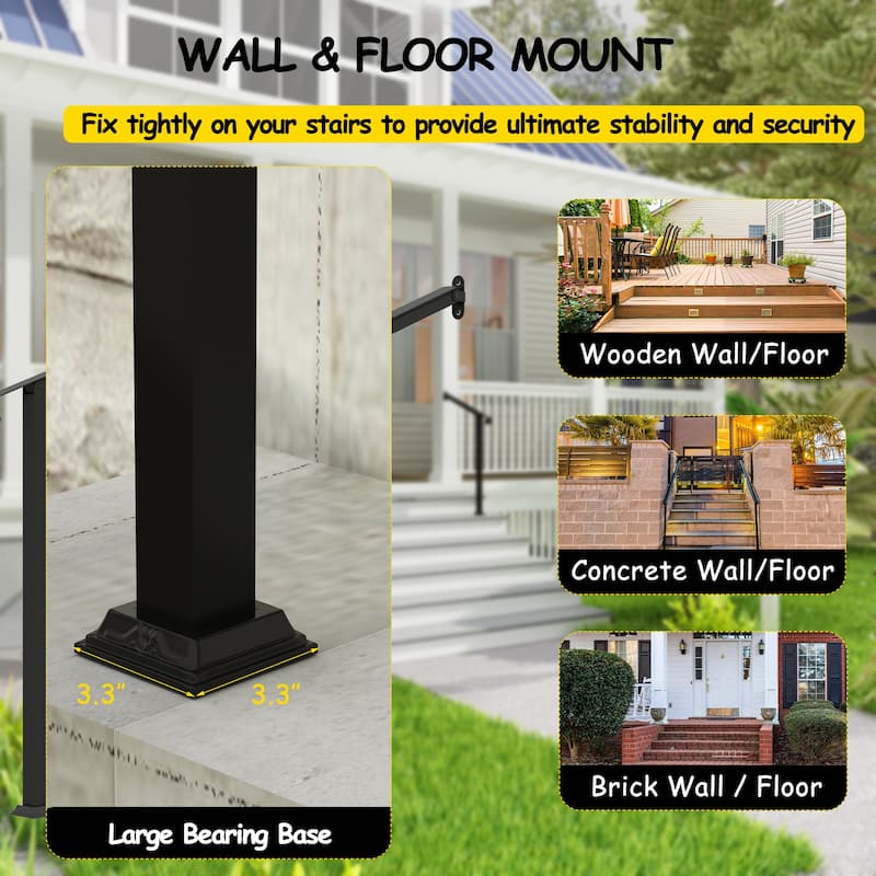 Duty Wrought Iron Outdoor Handrail Safety Rail for Steps, Porches