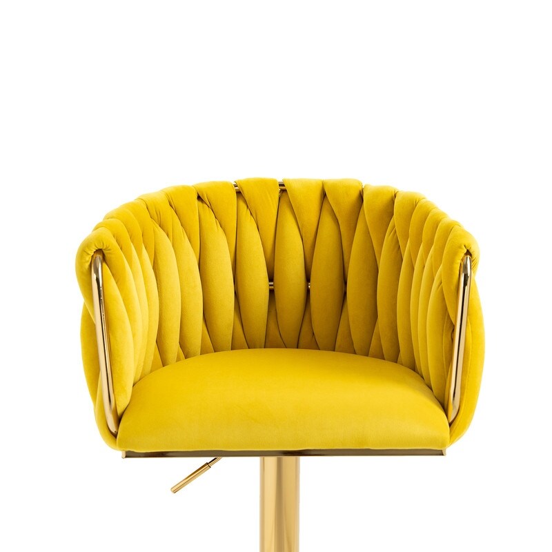 Swivel Bar Stools with Footrest Counter Height Dining Chairs Set of 2, Mustard