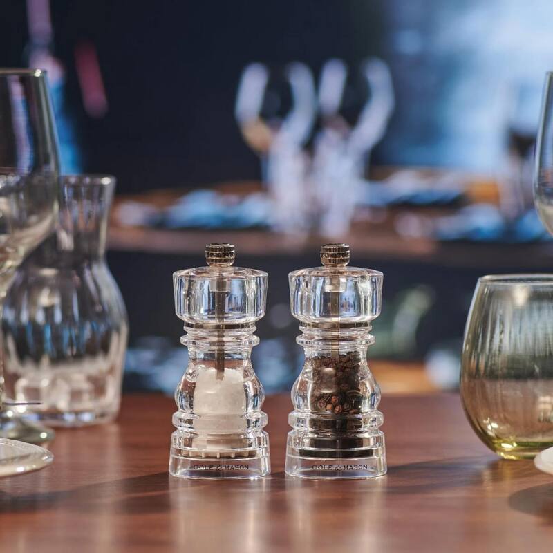 Cole & Mason London Acrylic Pepper Mill 7" - Adjustable Carbon