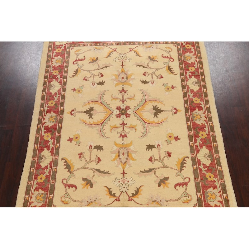 Floral Traditional Chobi Oriental Area Rug Hand-knotted Wool Carpet - 6'8" x 9'4"