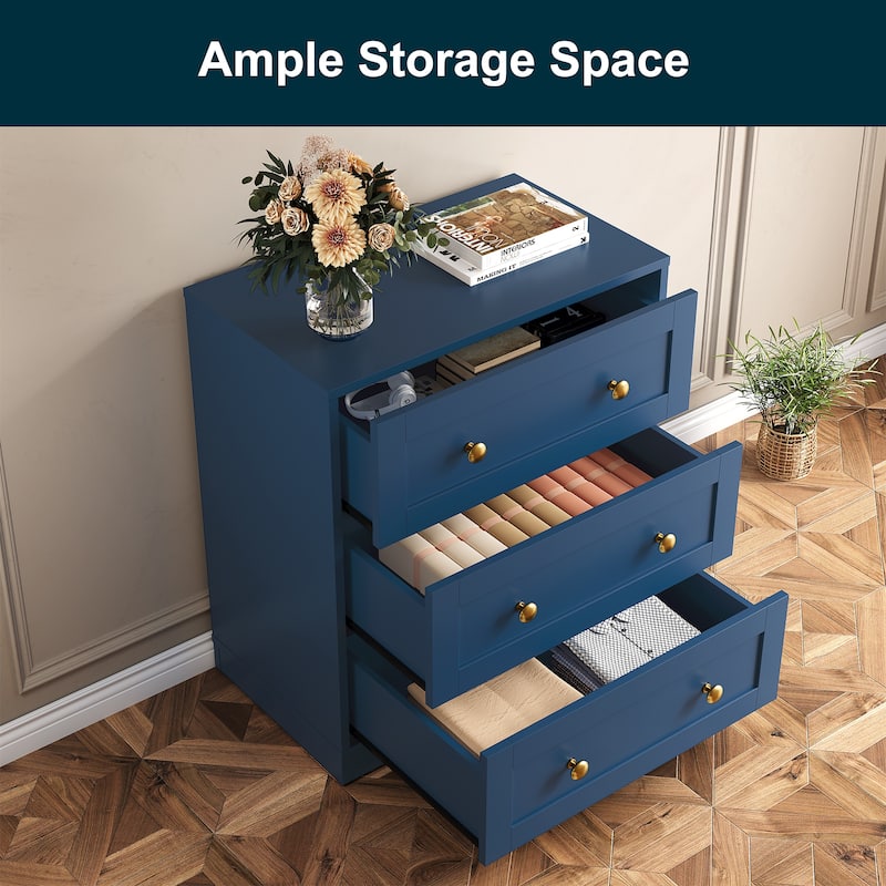 Modern Night Stand with 3 Drawers