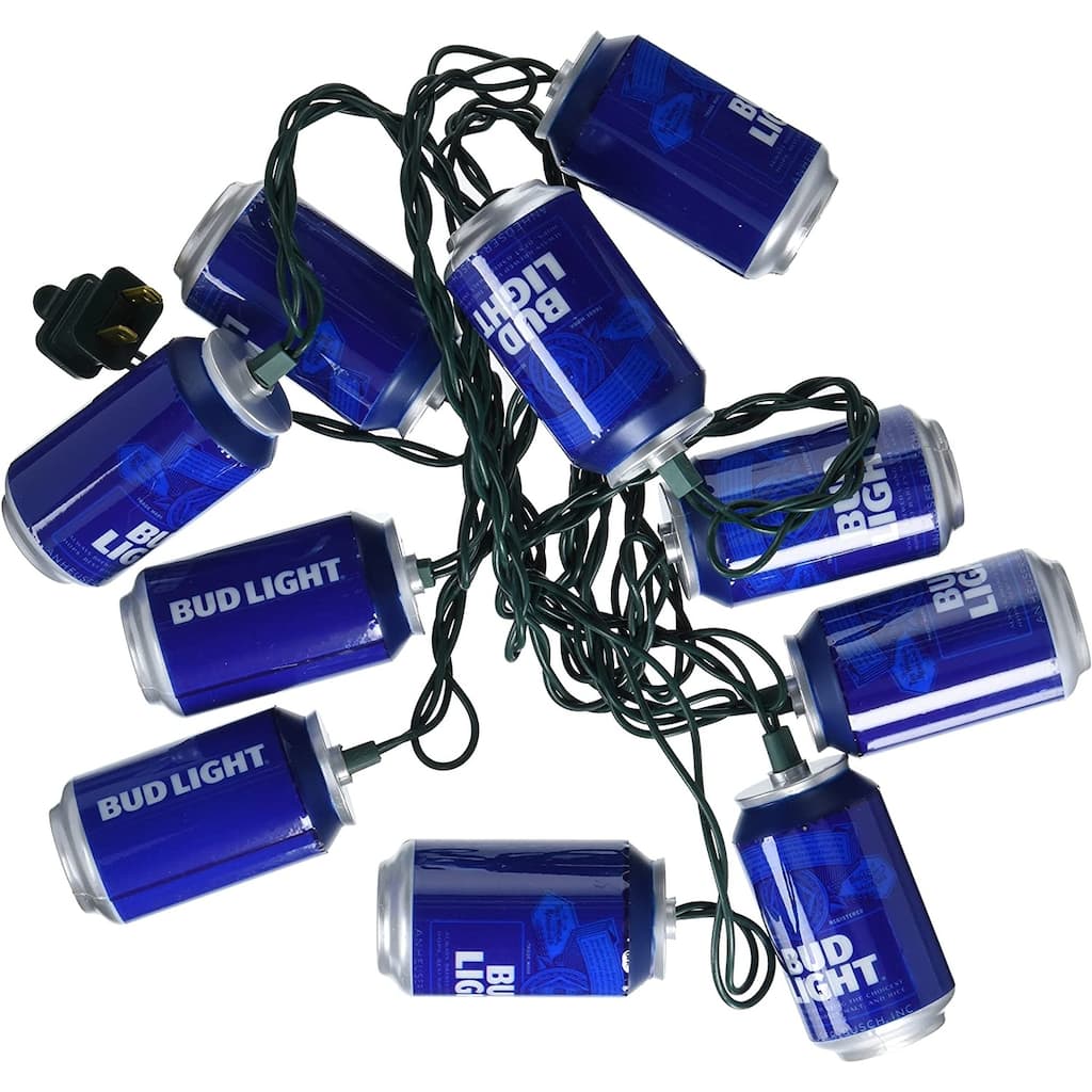 Kurt Adler 10-Light Bud Light Beer Can New Logo Light Set