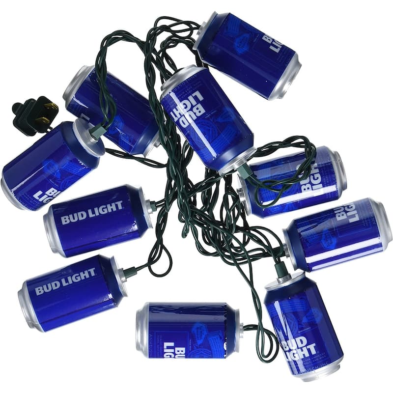 Kurt Adler 10-Light Bud Light Beer Can New Logo Light Set