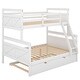 preview thumbnail 9 of 7, White Twin over Full Bunk Bed with Inclined Ladder, Trundle, and Guardrails