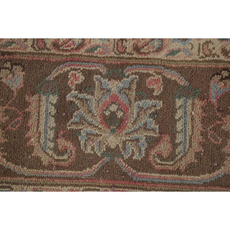 Traditional Pink Mashad Persian Vintage Rug Hand-Knotted Wool Carpet - 8'0"x 10'10"
