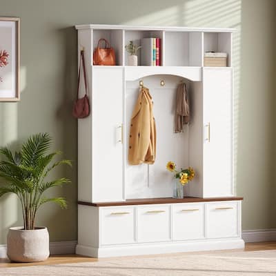 Luxury 4-in-1 Farmhouse Hall Tree by Harper&Bright Designs