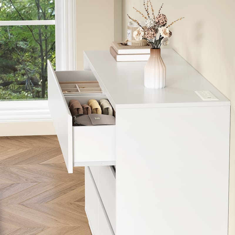 47" Wide 6 Drawer Dresser for Bedroom with Charging Station