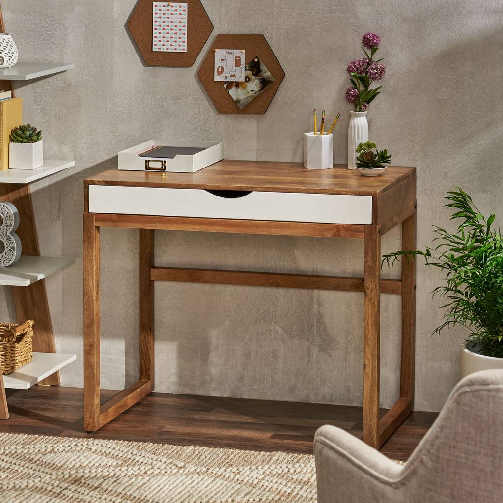 Ricketson Indoor Mango Wood Handcrafted Desk with Storage by Christopher Knight Home