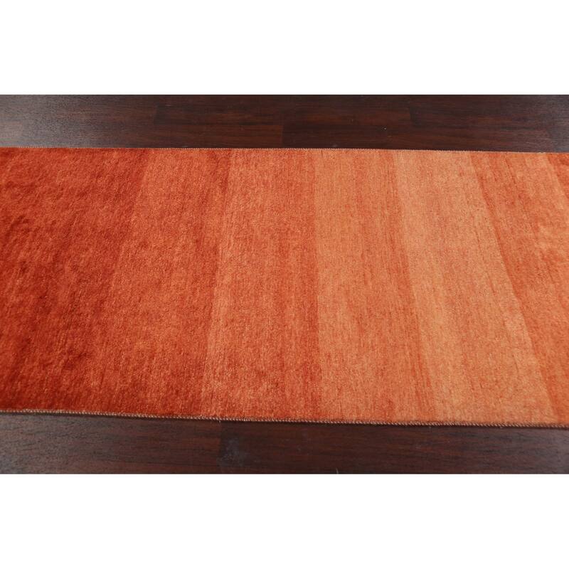 Modern Striped Oriental Gabbeh Kashkoli Runner Rug Wool Handmade - 3'2" x 15'7"