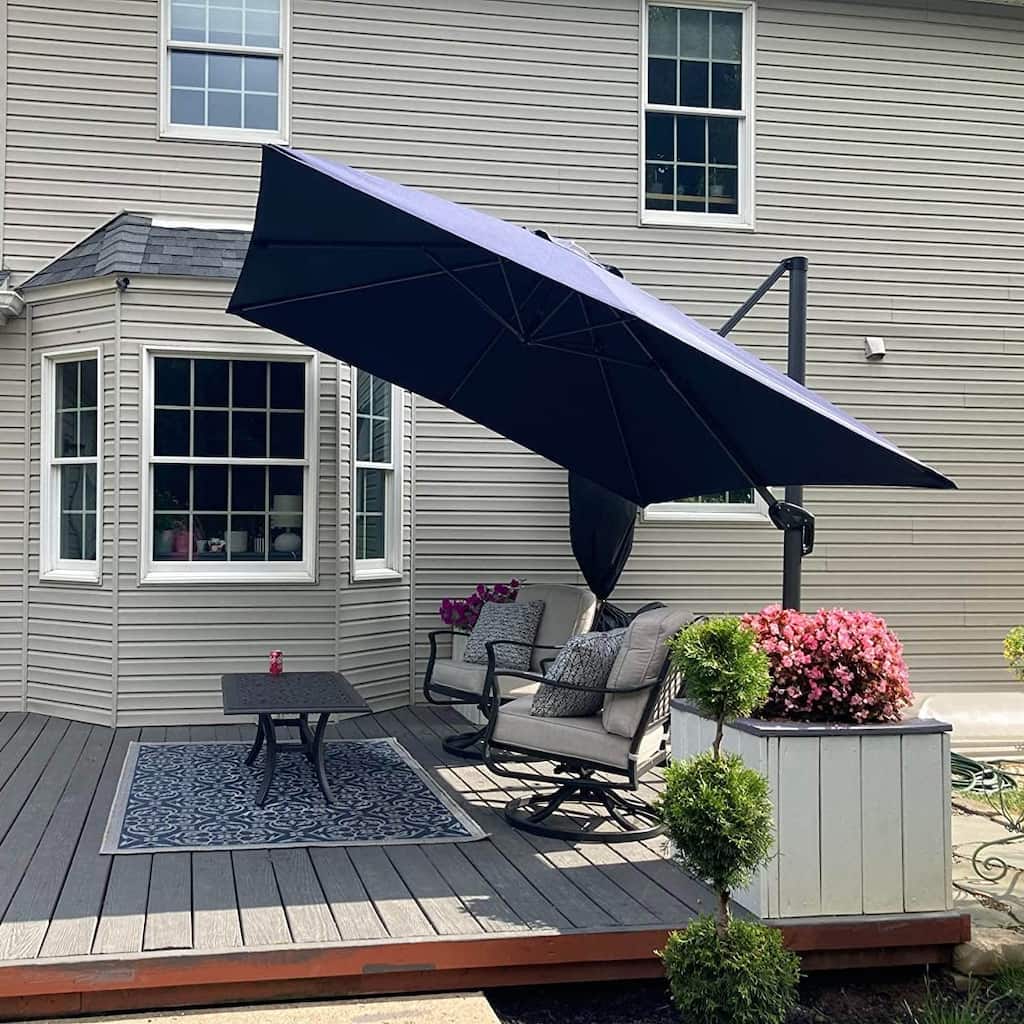 PURPLE LEAF 10 ft Square 360 Degree Rotation Patio Cantilever Umbrella