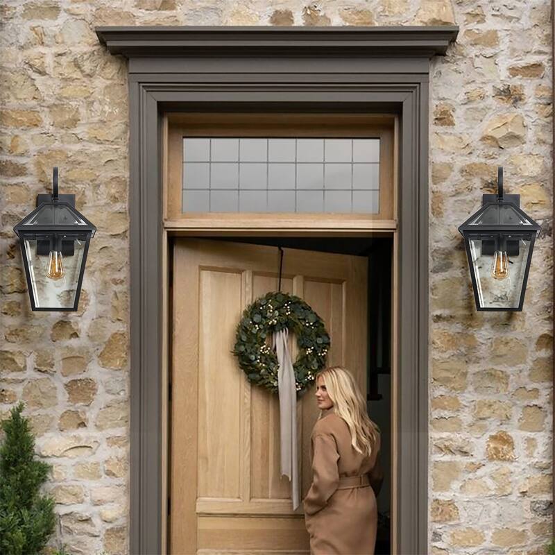 2-Pack Outdoor Waterproof Wall Sconce w/ Clear Glass Panels (No Bulb)