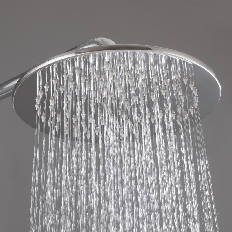 48"H Solid Brass Outdoor 10 Inch Round Rain Shower Set with Dual Cross Handle