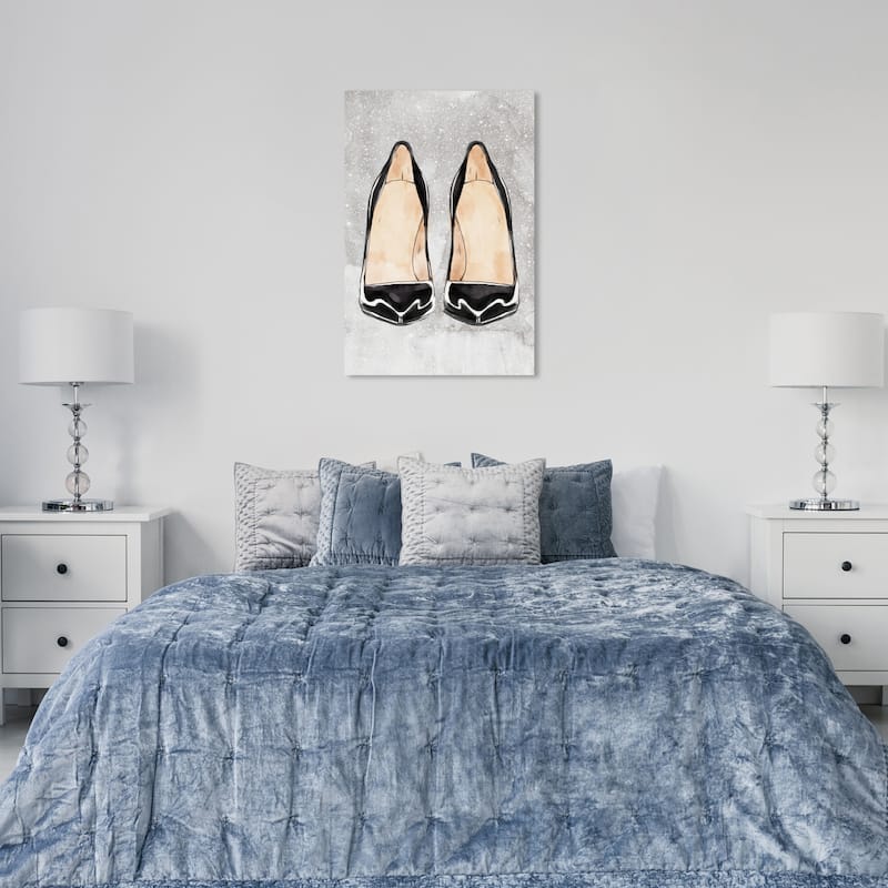 Wynwood Studio Canvas Fashion and Glam Heels to Impress Tall Black and Glam Wall Art Canvas Print - 36 x 24