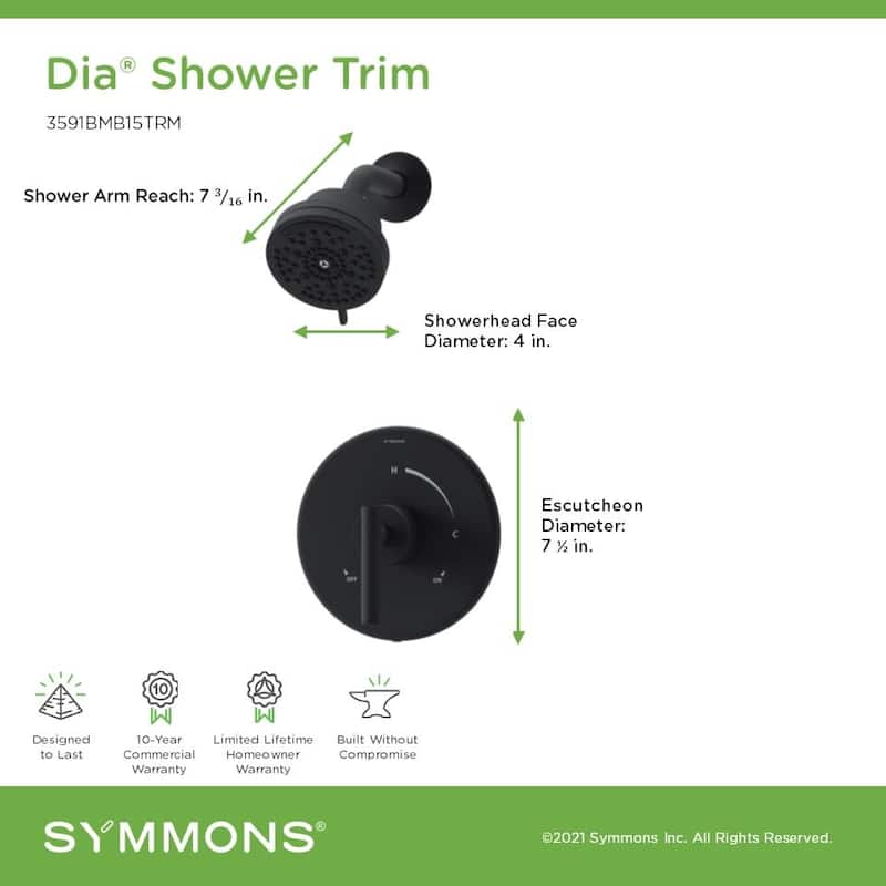 Symmons 3591B15TRM Dia HydroMersion Shower Only Trim Package with 1.5