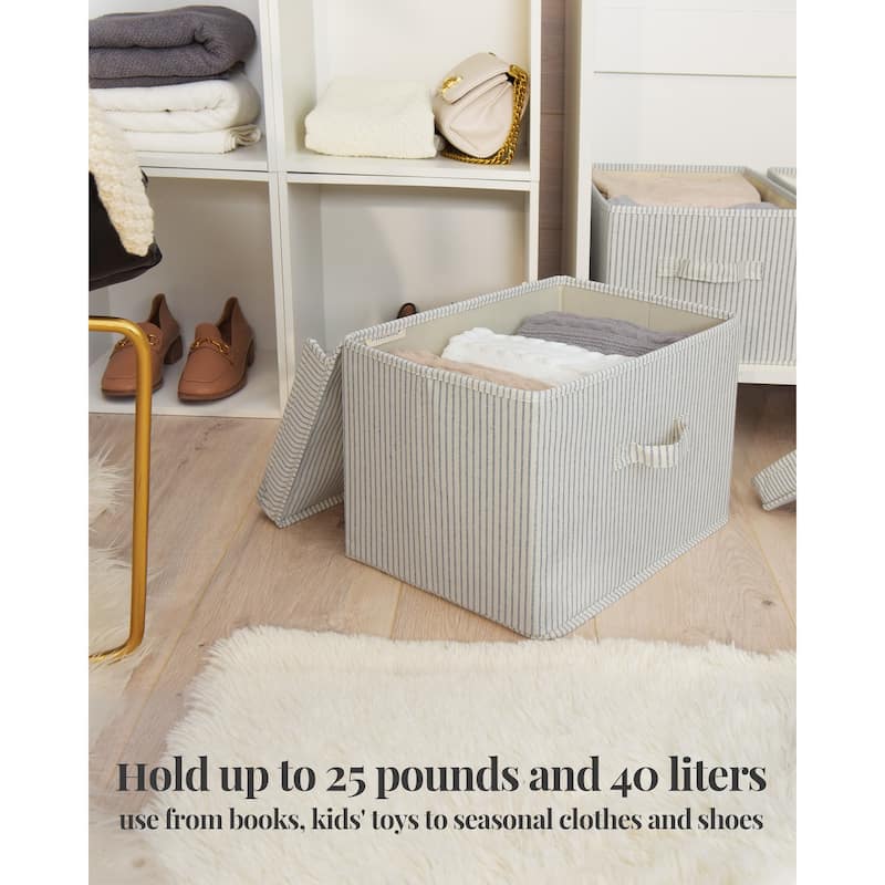 2-Pack Closet Storage Bin with Lid and Handle, Large Fabric Storage Box for Clothes, Towels, Toys, Shoes