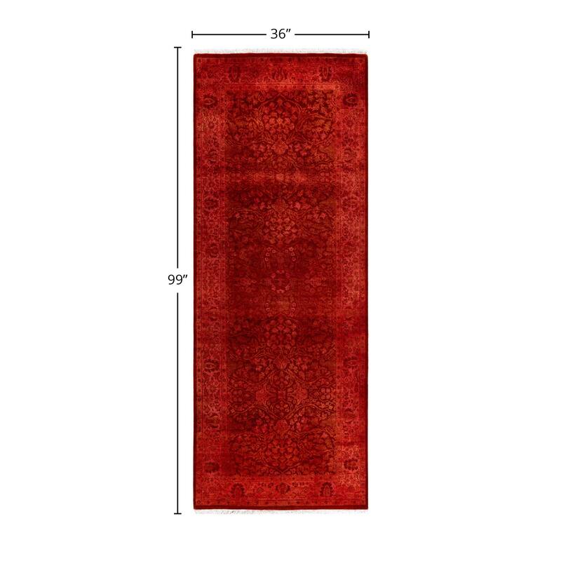 Contemporary Overdyed Wool Hand Knotted Runner - 3' 0" x 8' 3"