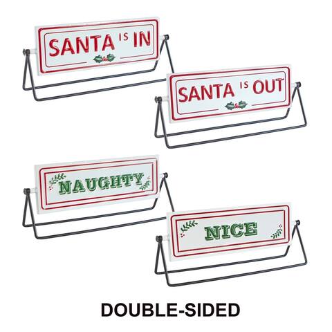 Reversable Santa Sign (Set of 2) - 12.75"L x 3"W x 4.75"H
