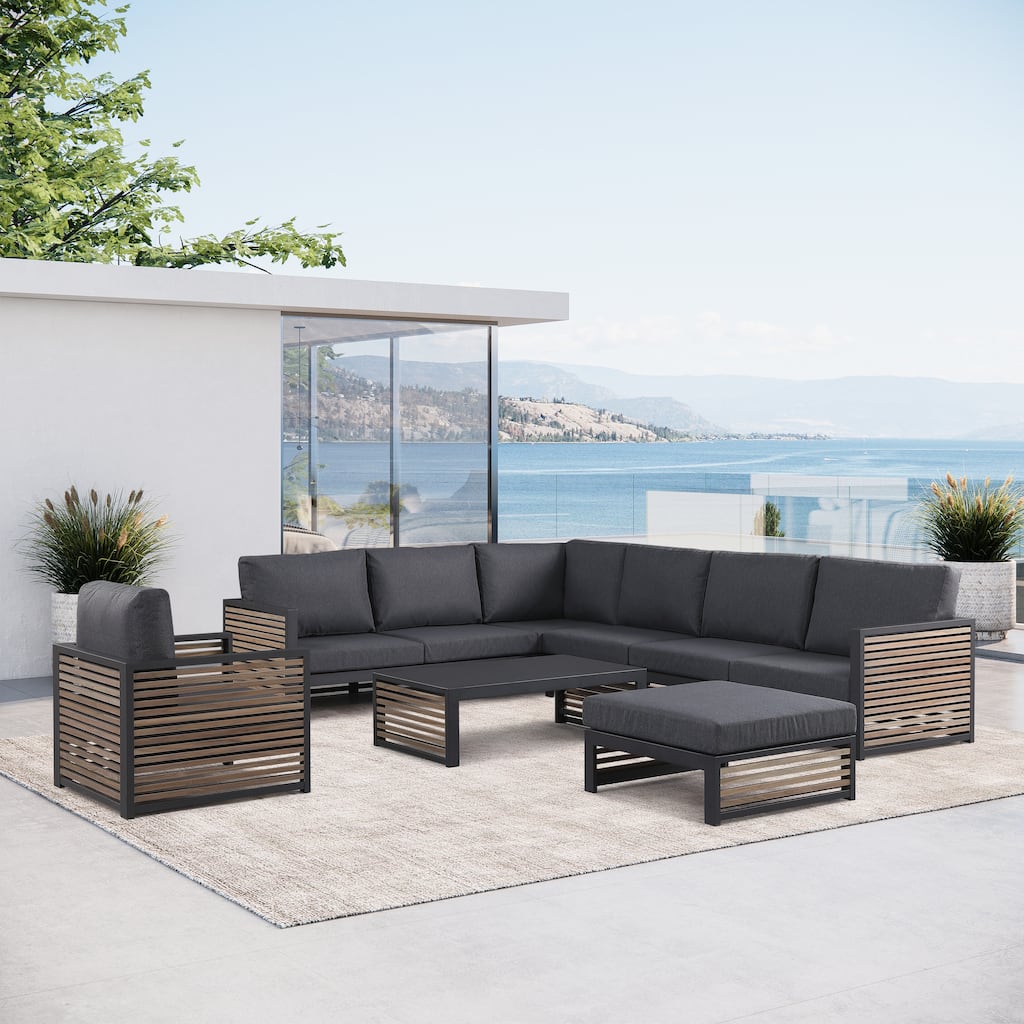 Cadora Teak 6 - Person Outdoor Sectional Seating Group- Left Hand Facing
