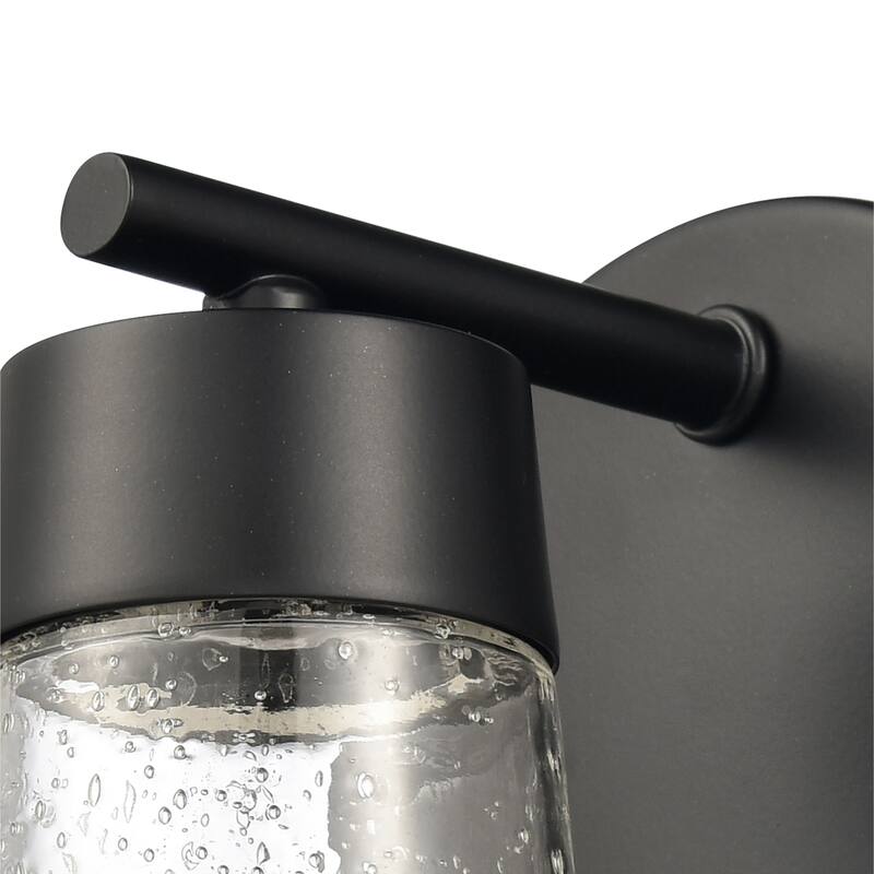 Elk Home Jergen Matte Black With Seedy Glass Vanity Light