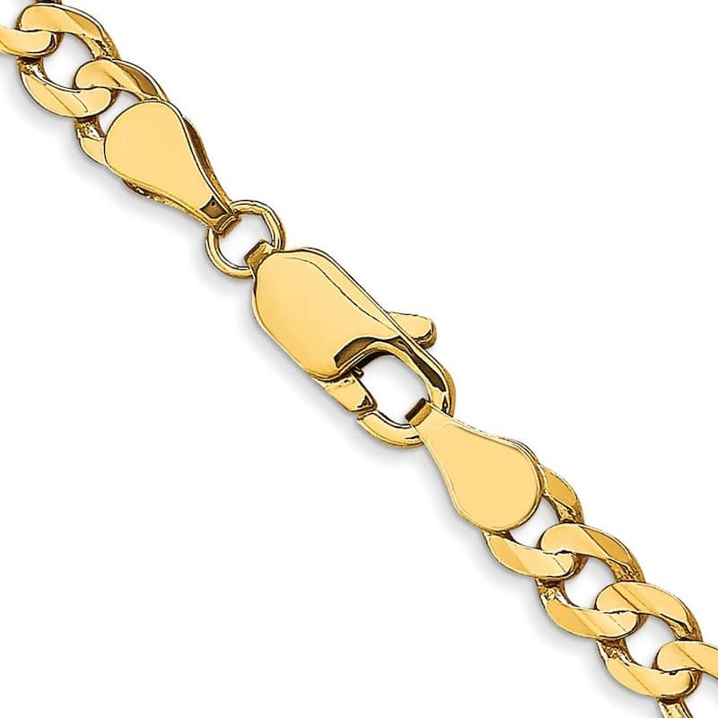 Curata 10k Yellow Gold Solid Polished Lobster Claw Closure 4.5mm Light Figaro Chain Bracelet