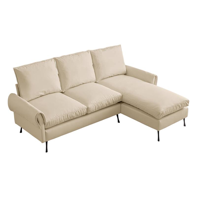 81"Modern Sectional L-Shaped Sofa Couch, Technical leather with Reversible Chaise Lounge for Living Room or Media Room