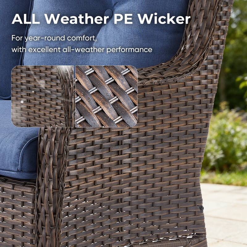 Pocassy Outdoor Patio Wciker Sofa Furniture Set of Chair Table.